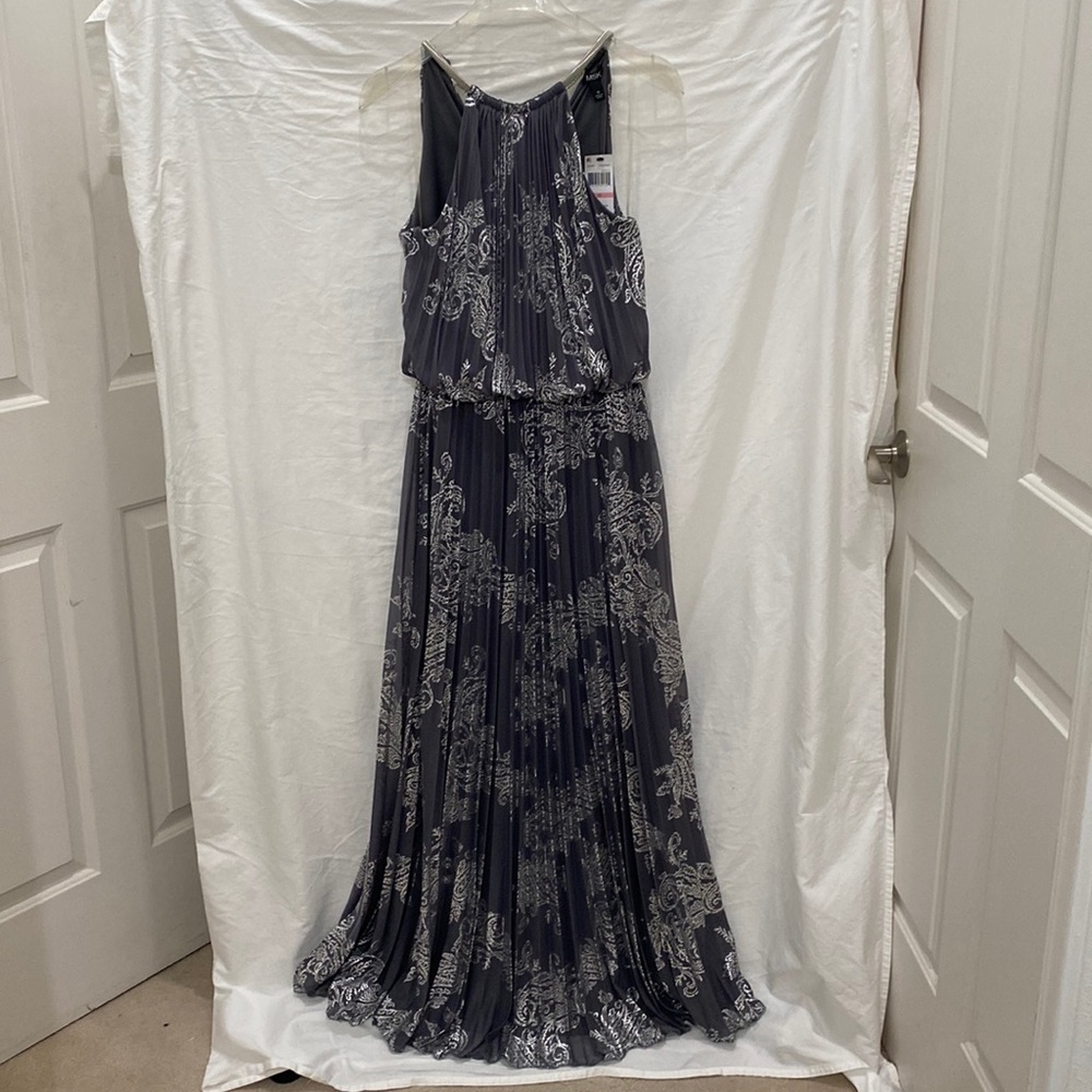 Never worn, pleated, cocktail maxi dress